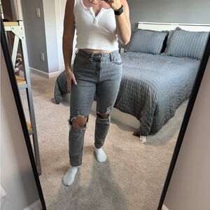 Wild Fable Gray Ripped Straight Leg Jeans